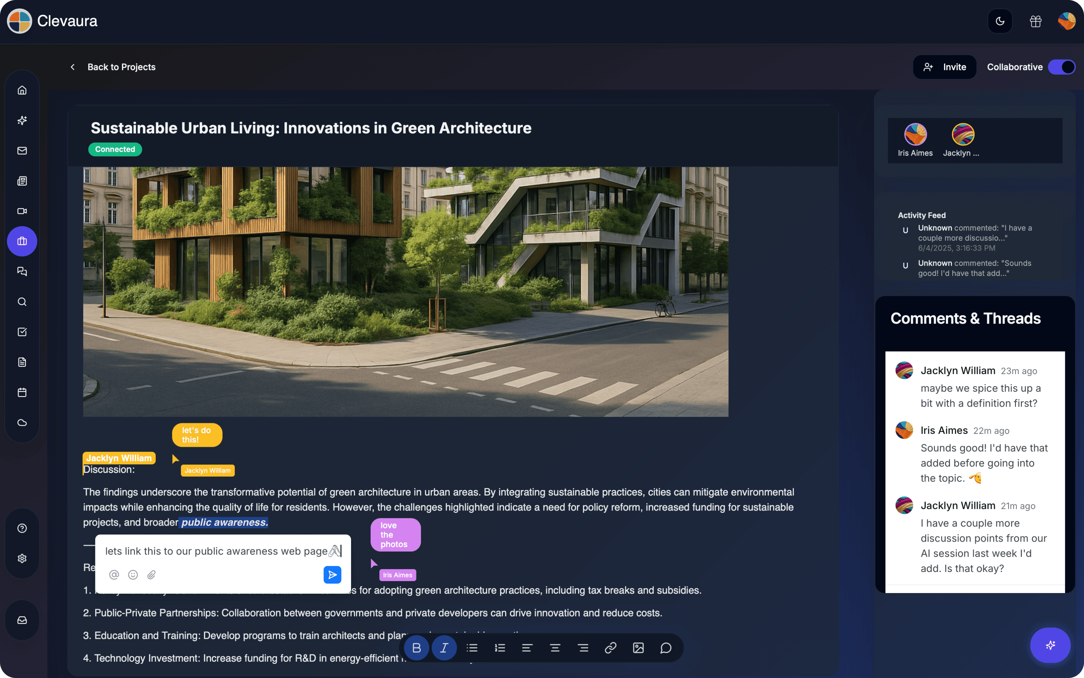 Real-time writing feature screenshot